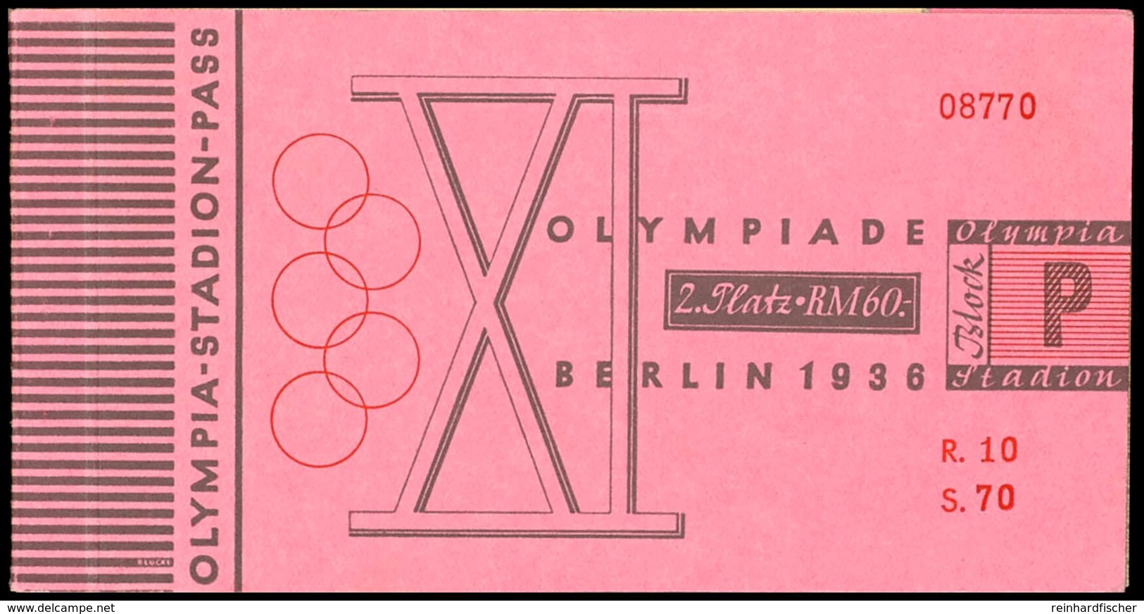 1936, Olympische Spiele Berlin, Olympiastadionpass, Kartonumschlag Mit "Plan Des Reichssportfeldes", 2 Seiten Mit Grußwo - Altri & Non Classificati