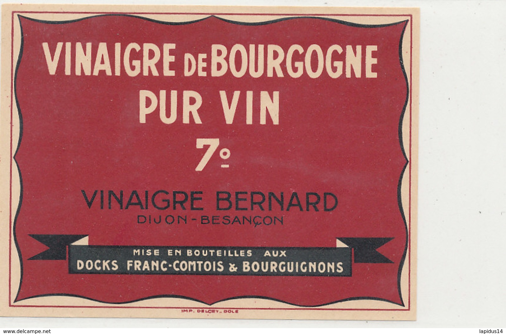 VI 66 - ETIQUETTE VINAIGRE  DE VIN    BERNARD  BESANCON - Other & Unclassified