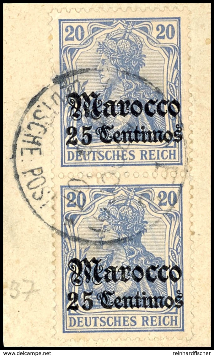 25 Centimos Auf 20 Pfg In B-Farbe, Senkrechtes Paar Tadellos Auf Briefstück, Fotobefund Dr. Hartung: "einwandfrei", Mi.  - Morocco (offices)