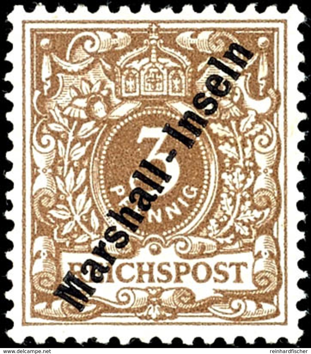 3 Pf Lebhaftorangebraun Tadellos Ungebraucht Mit Falzspur, Tiefst Gepr. Dr. Lantelme BPP, Mi. 350.-, Katalog: 7b * - Isole Marshall