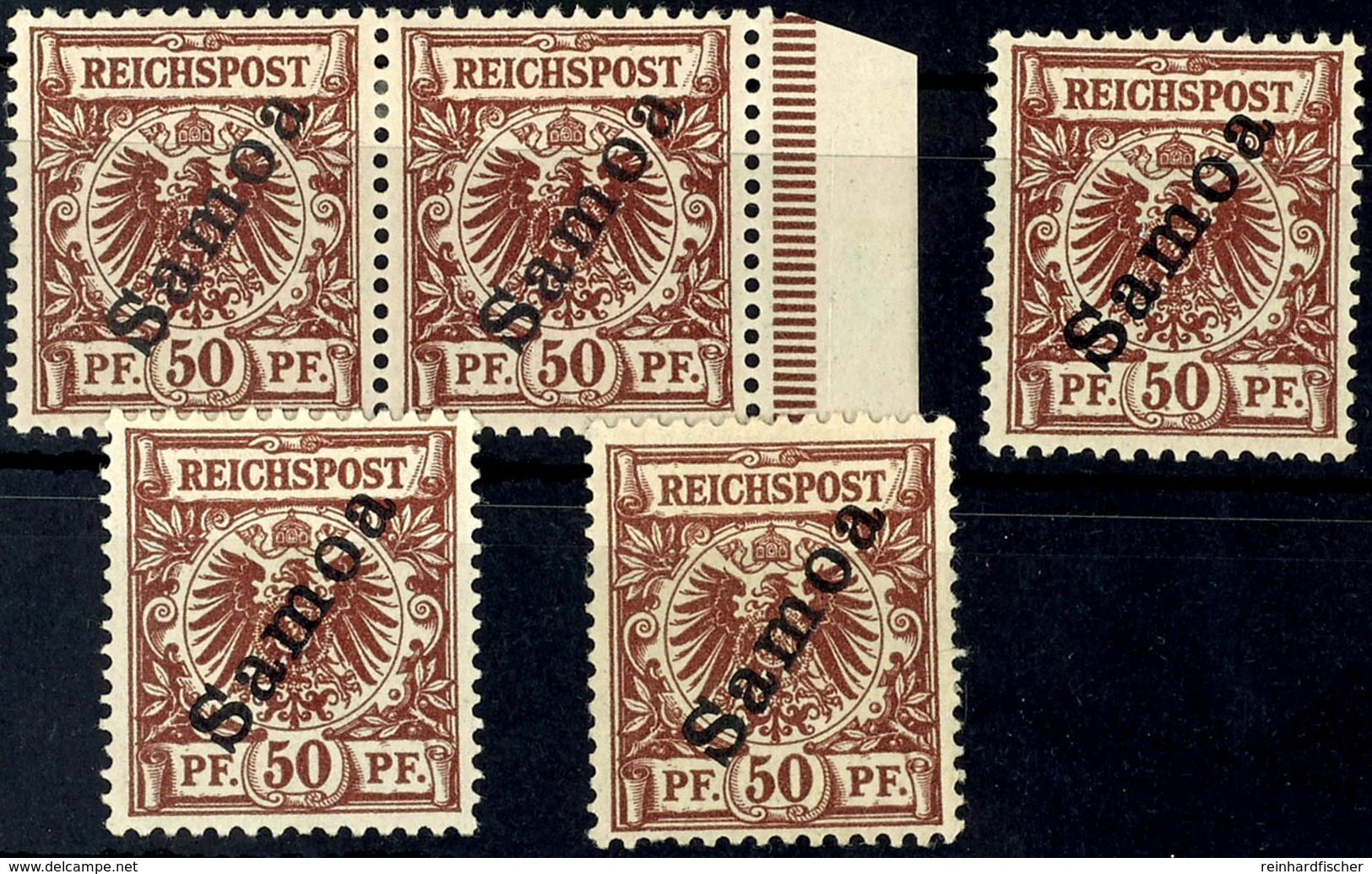 50 Pf Fünf Mal Tadellos Ungebraucht, Mi. 225.-, Katalog: 6(5) * - Samoa