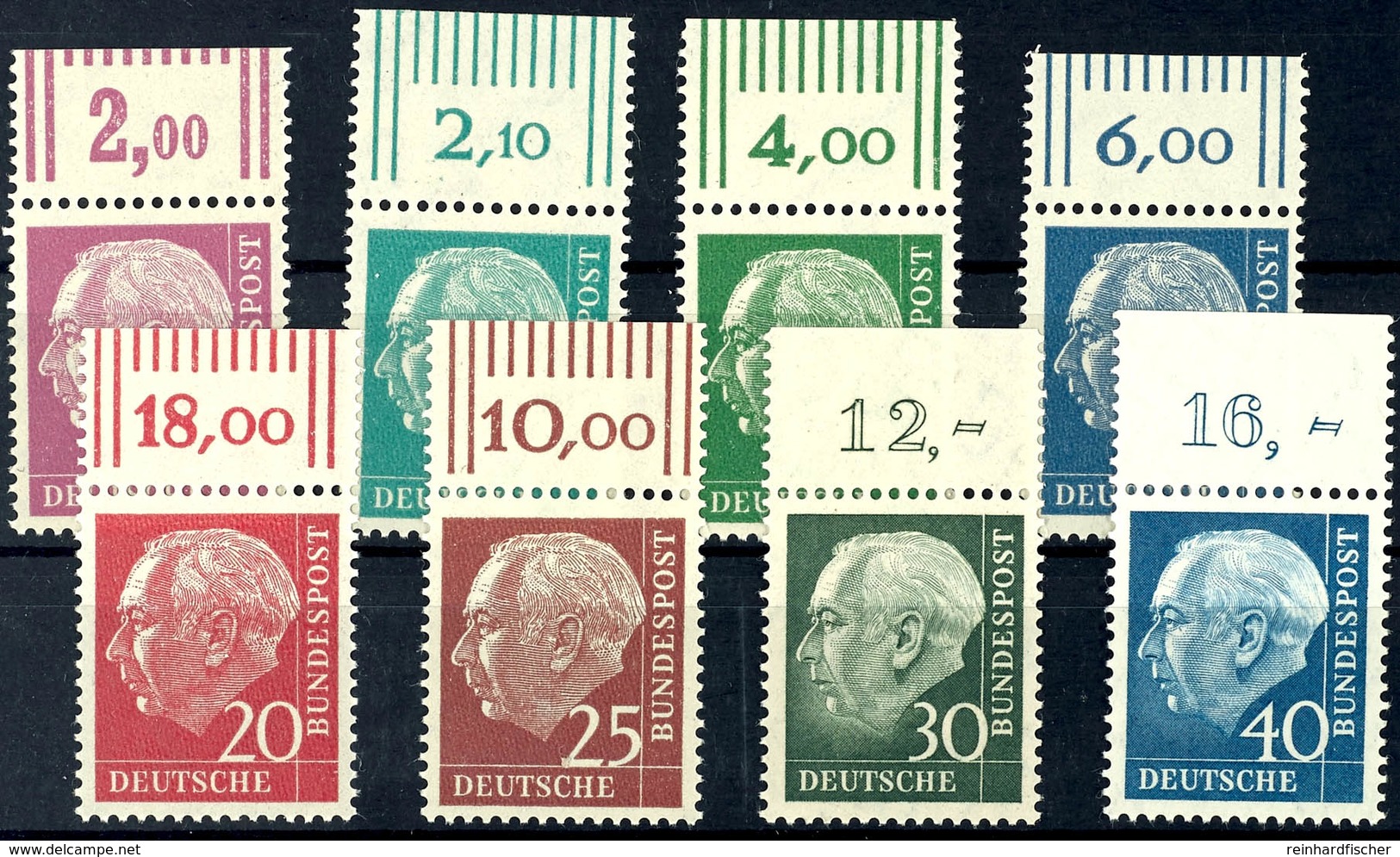 5-25 Pf Heuss Lumogen Oberrand Walze Und 30-40 Pf Oberrand Platte Tadellos Postfrisch, Mi. 204.-, Katalog: 179/260y WOR/ - Altri & Non Classificati