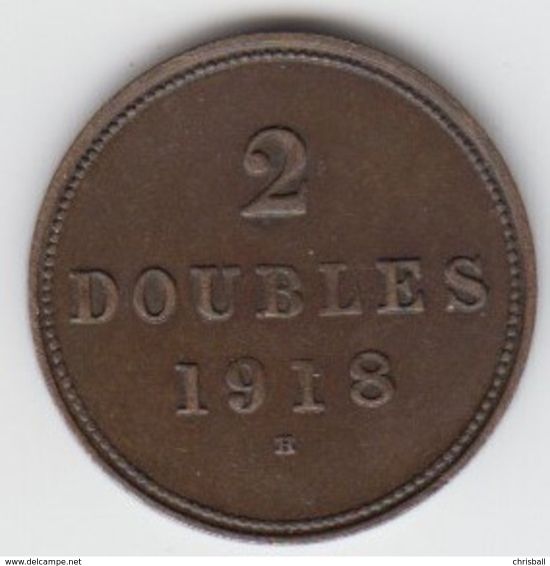 Guernsey Coin 2 Double 1918 - Condition Very Fine - Guernesey