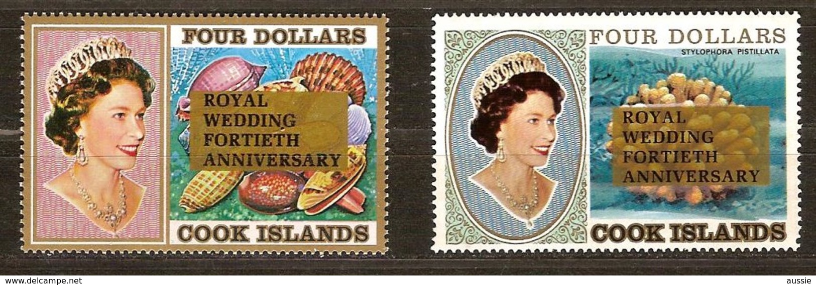 Cook Islands 1987 Yvertnr 950-951 *** MNH Cote 16 Euro Coraux Koralen Royal Wedding 40th Anniversary - Cookinseln