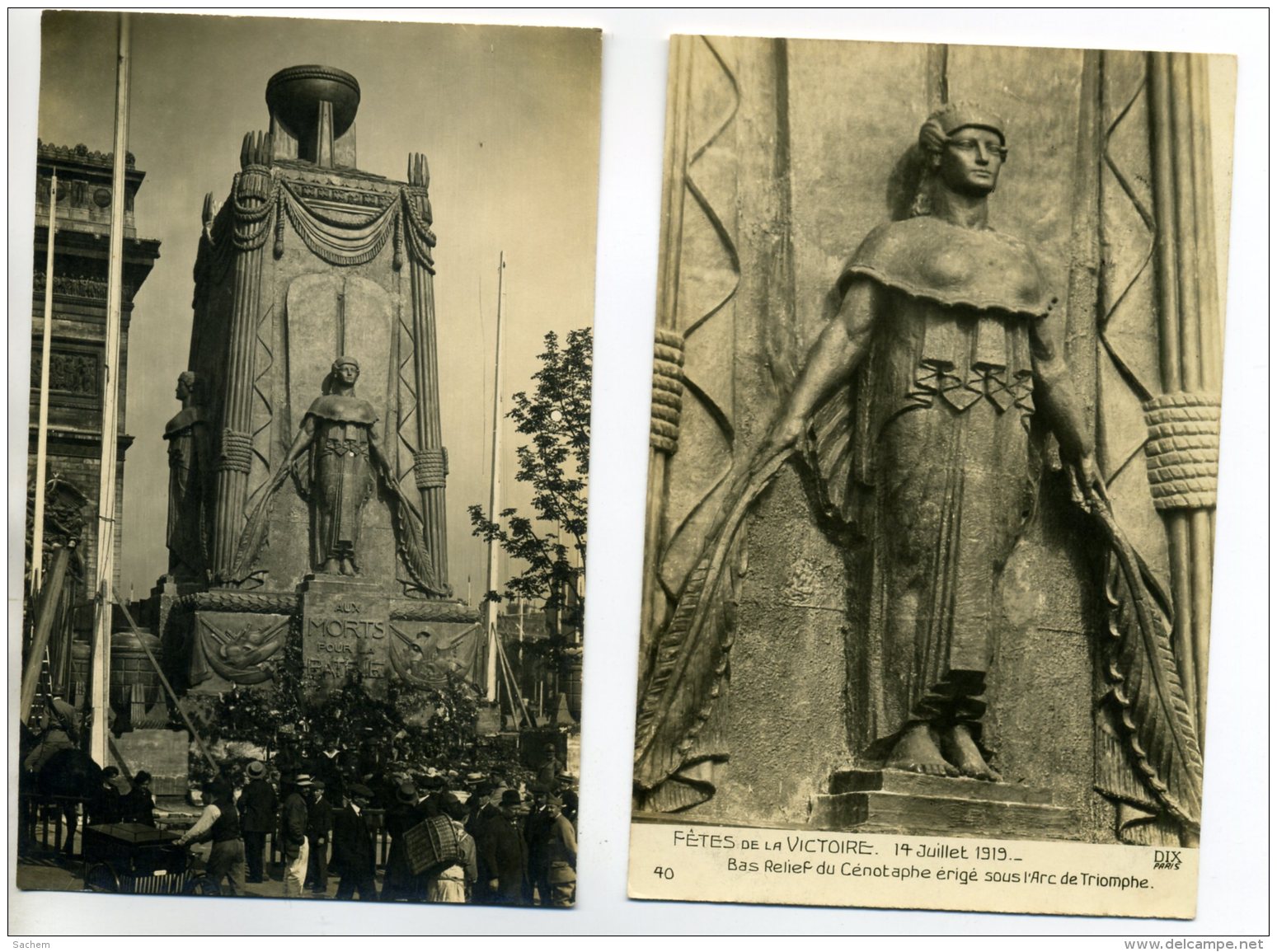 MILITARIA  2 CARTES PHOTO Fetes Victoire 1919 Monument CENOTAPHE Arc Triomphe     /D13-2014 - Guerre 1914-18