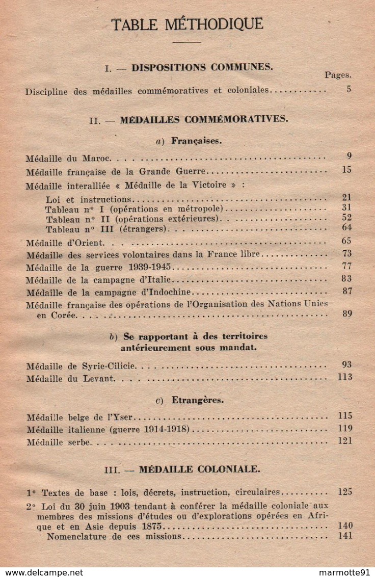 DECORATIONS MEDAILLE COMMEMO ET COLONIALE BULLETIN OFFICIEL MINISTERE GUERRE 1956 - Francia