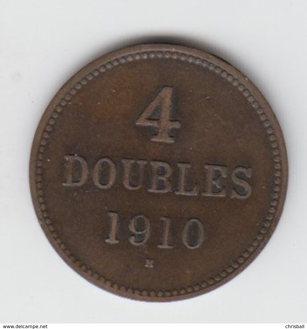 Guernsey Coin 4 Doubles 1910 Condition Fine - Guernsey