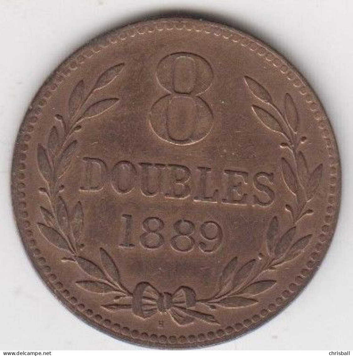 Guernsey Coin 8 Double 1889 - Condition Extra Fine - Guernsey