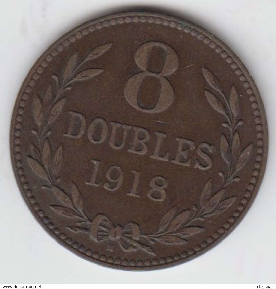 Guernsey Coin 8 Double 1918 -  Condition Very Fine - Guernesey