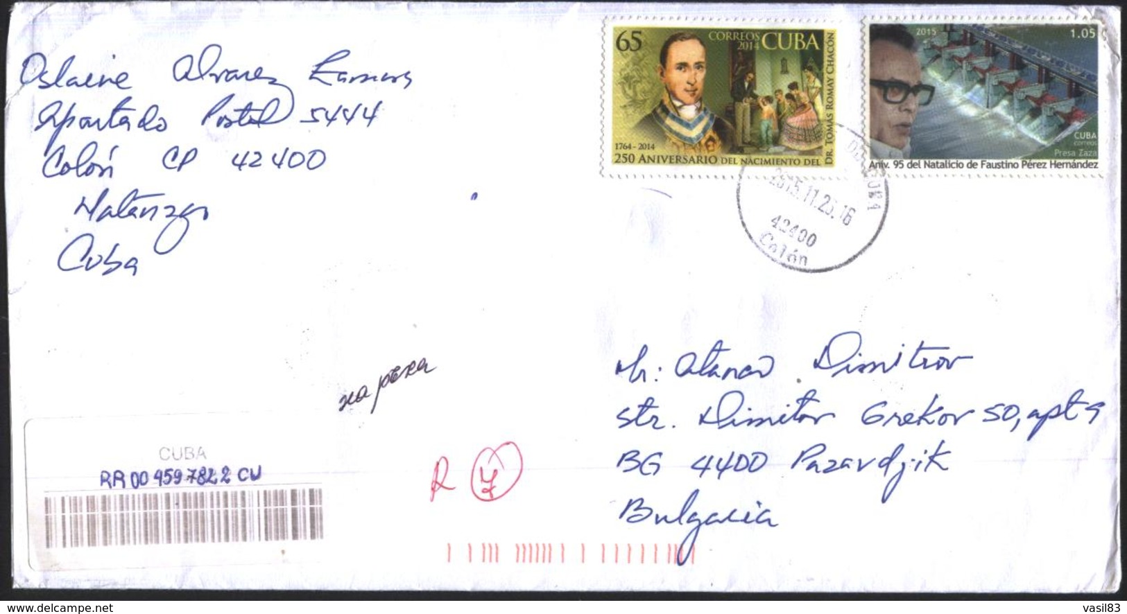 Mailed Cover (letter) With Stamps Persons 2014 2015  From  Cuba - Covers & Documents