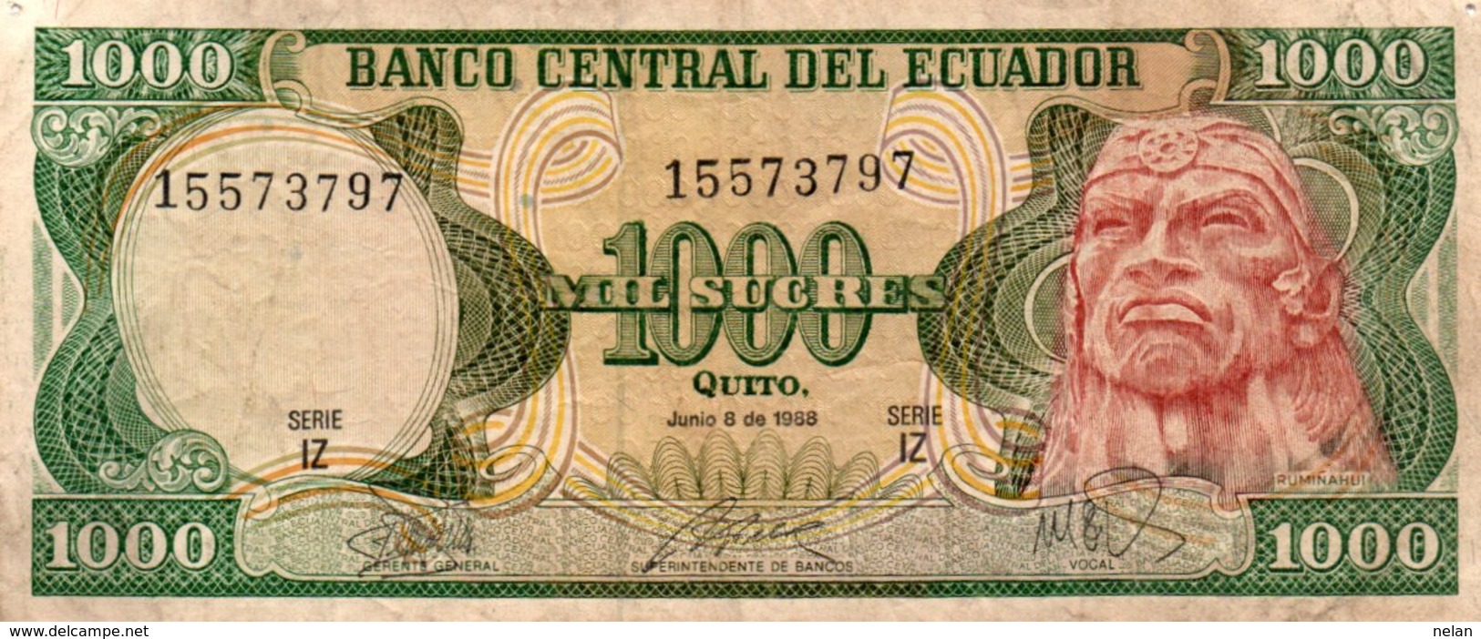 ECUADOR 1000 SUCRES 1988  P-125 VF - Equateur