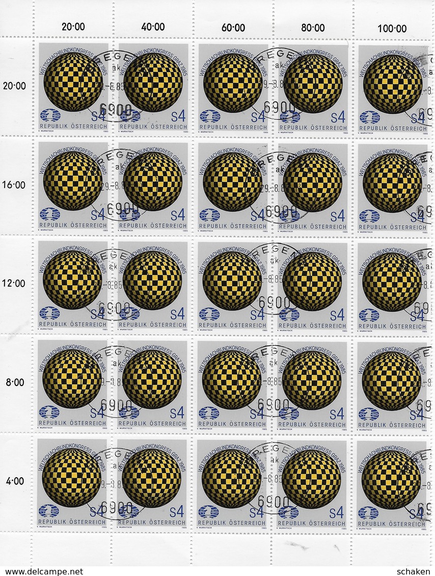 Osterreich Austria 1985; Chess Ajedrez; 25x In Sheetpart - Andere & Zonder Classificatie