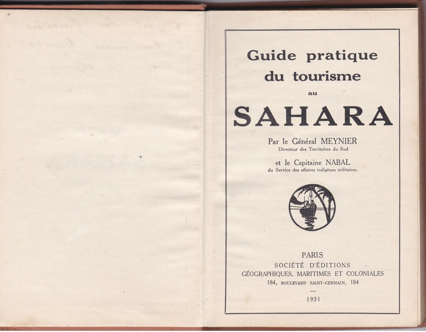 GUIDE PRATIQUE DU TOURISME AU SAHARA  1931 - 1901-1940