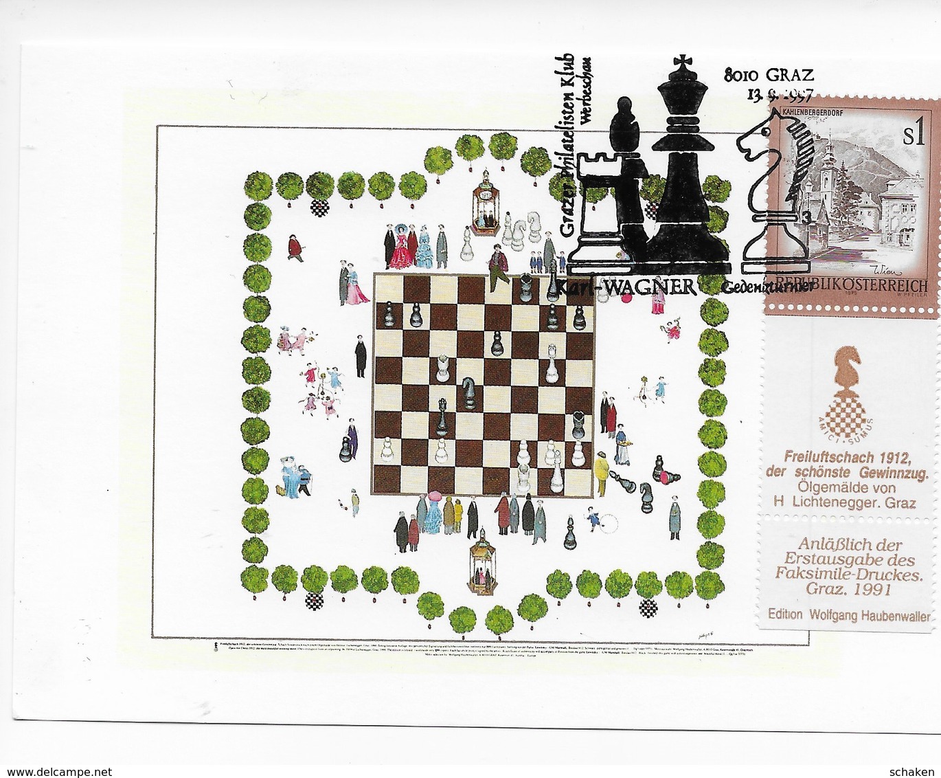 Austria 1985; Chess Ajedrez; ; Card + Allonge + Cancel Nbr 3; - Autres & Non Classés