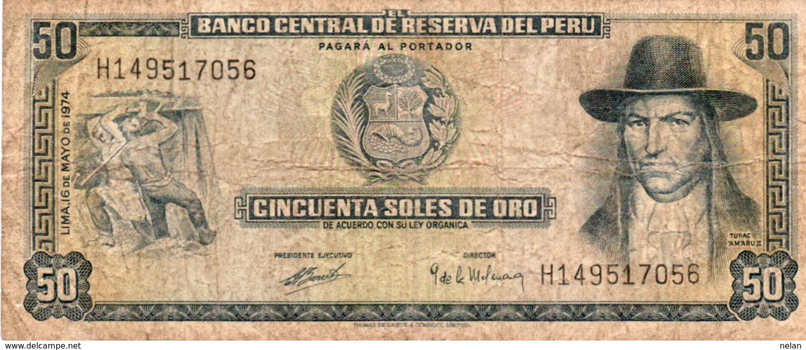 PERU 50 SOLES DE ORO 1974 P-101 - Perù