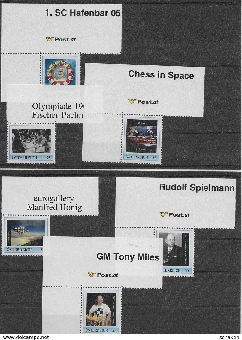 Osterreich Austria ; chess schach ajedrez; ;Spezial Sammlung;  personalisierte Marken , pers. stamps/shts/cvrs + Katalog