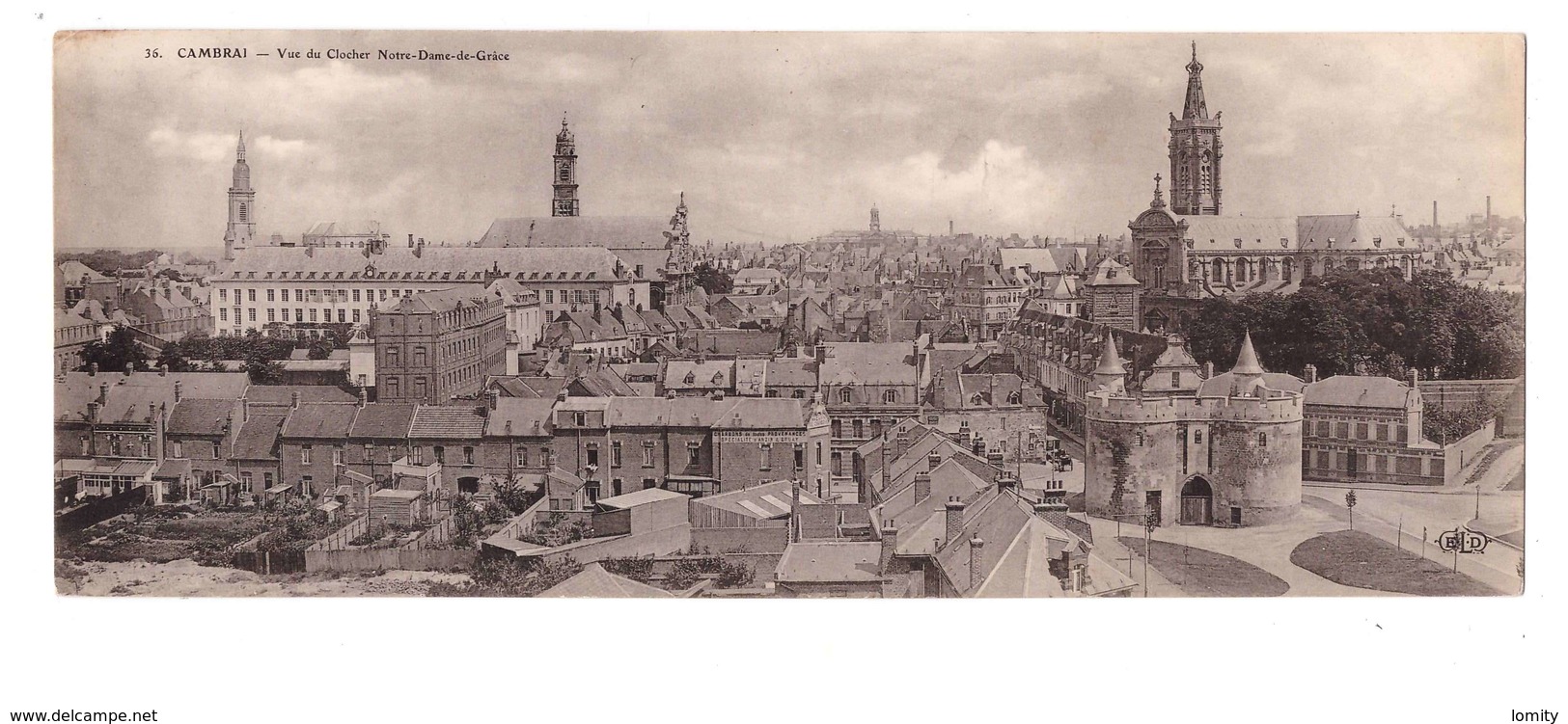 59 Cambrai Double Carte Panoramique Panorama Vue Du Clocher Notre Dame De Grace Carte Non Pliée - Cambrai