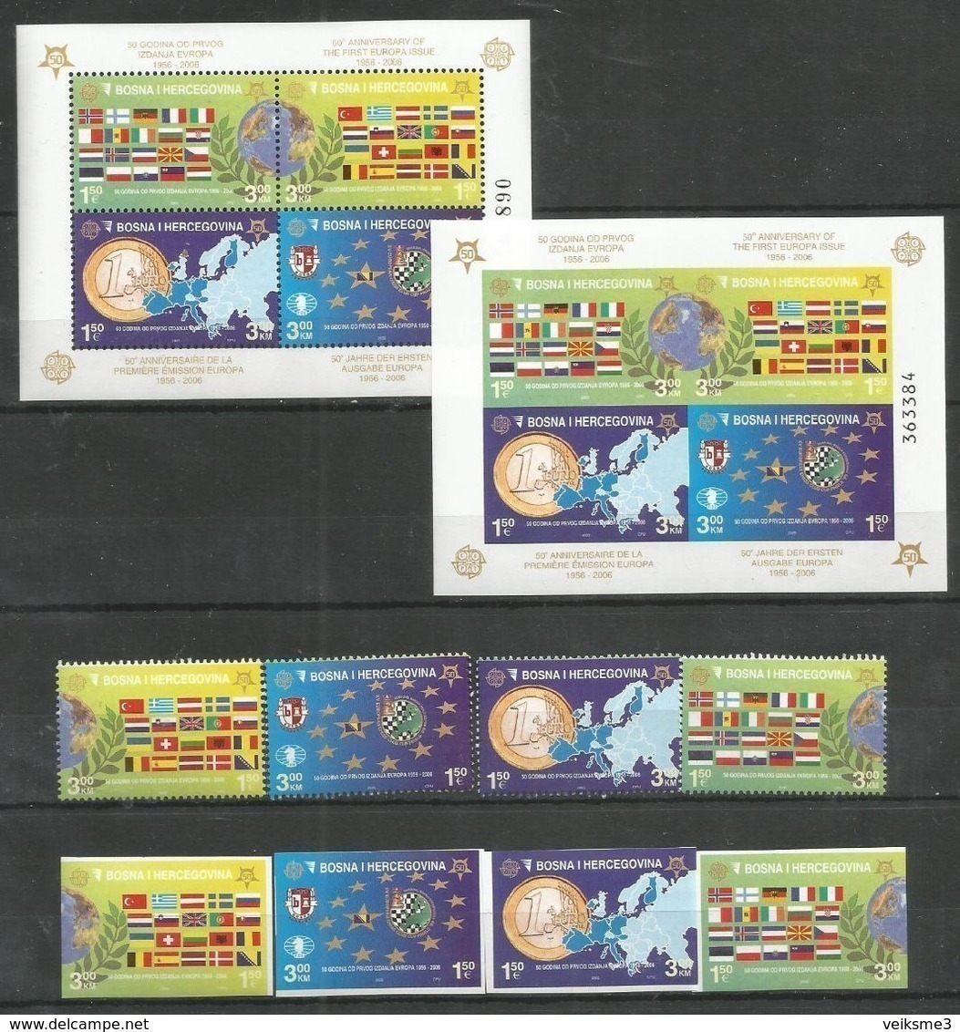 BOSNIA-HERCOVOGINA - MNH - Europa-CEPT - 2006 - Chess - Flags - Perf. + Imperf. - 2006