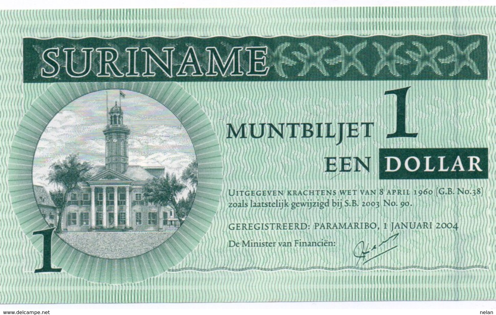 SURINAME 1 DOLLAR 2004 P-155 UNC - Suriname