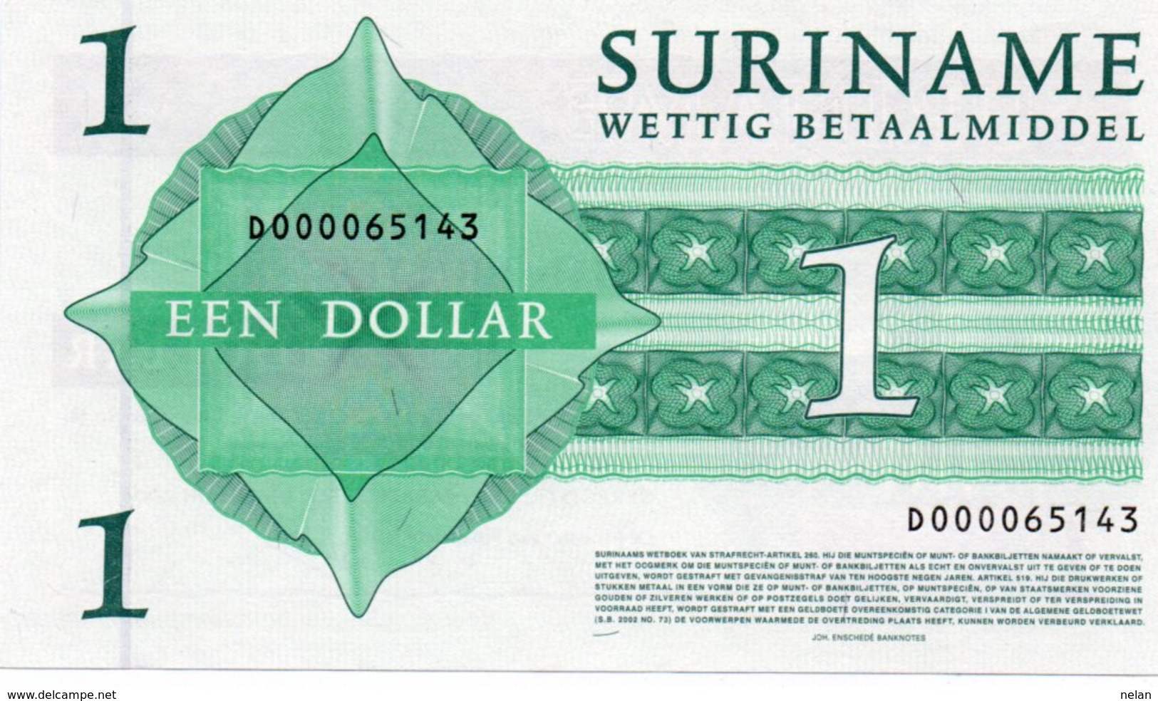 SURINAME 1 DOLLAR 2004 P-155 UNC - Suriname