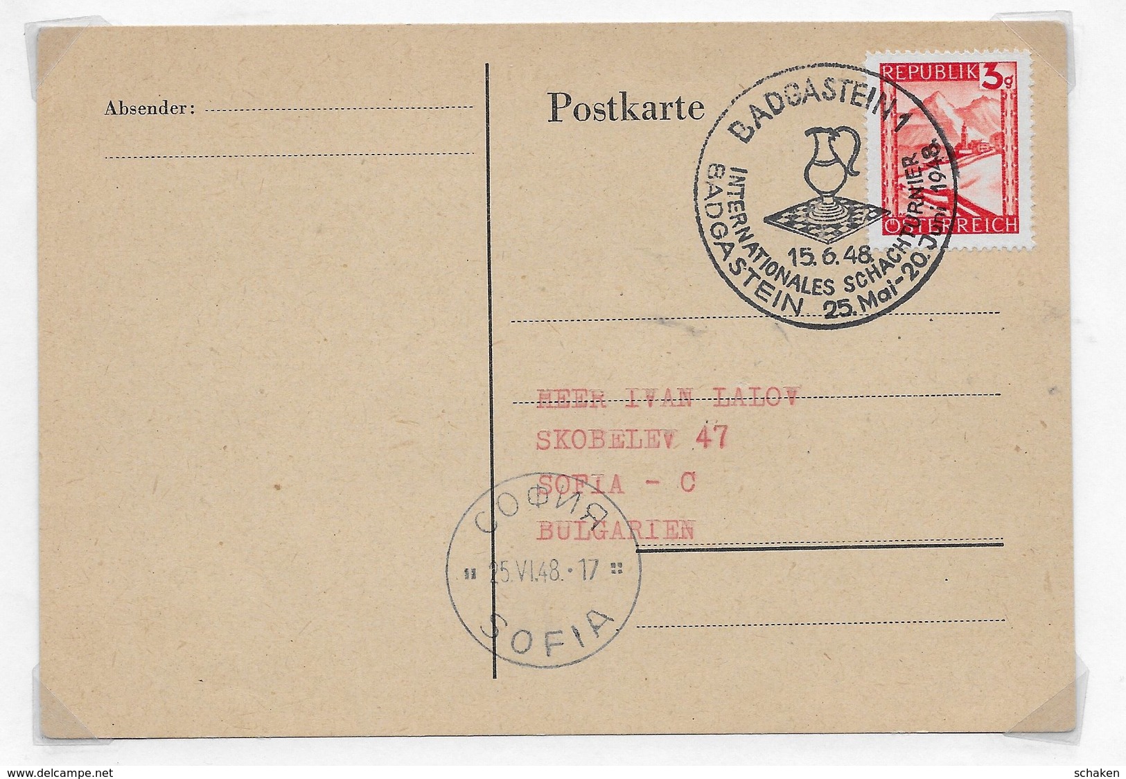 Austria ; Chess Ajedrez; ; 4 Nice Cancels 1947/1948! - Sonstige & Ohne Zuordnung