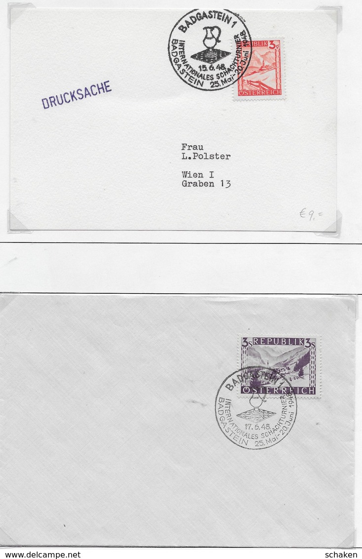 Austria ; Chess Ajedrez; ; 4 Nice Cancels 1947/1948! - Other & Unclassified