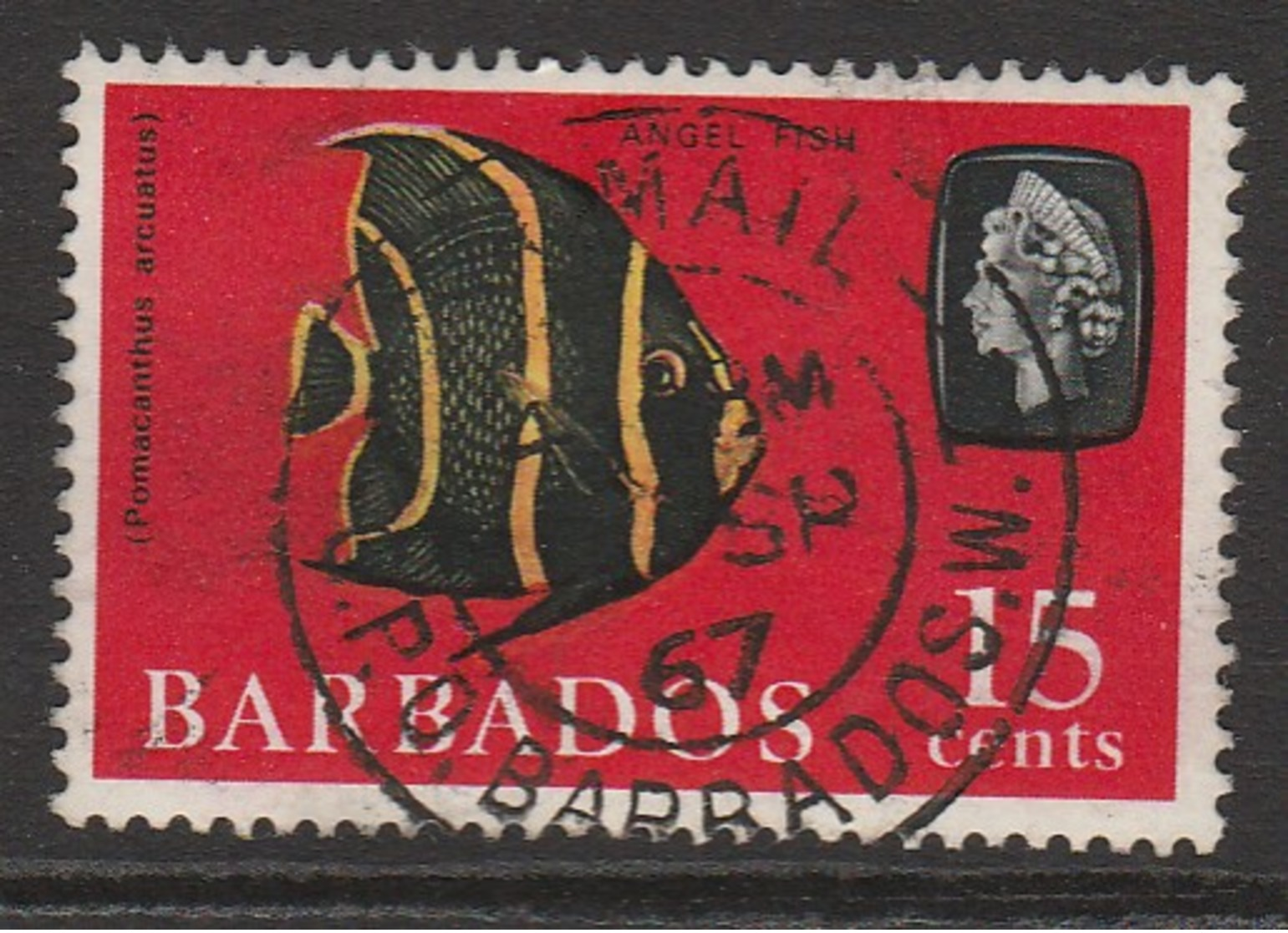 Barbados 1965 Marine Life 15 C Multicoloured SW 244 O Used - Barbados (1966-...)