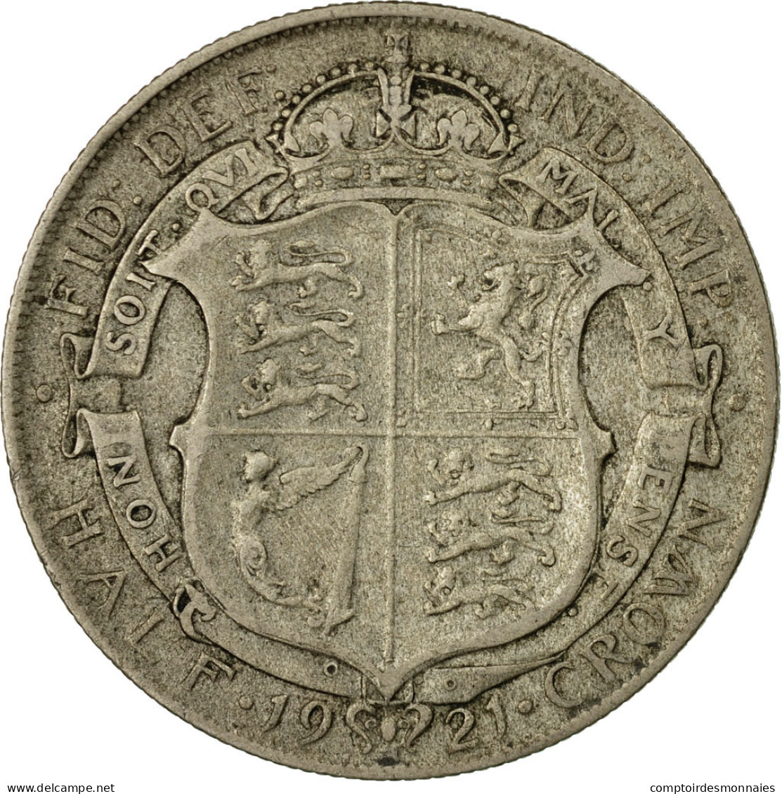 Monnaie, Grande-Bretagne, George V, 1/2 Crown, 1921, TTB, Argent, KM:818.1a - K. 1/2 Crown