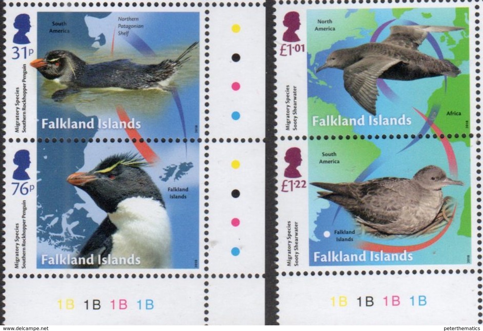 FALKLAND ISLANDS, 2018, MNH, MIGRATORY SPECIES,BIRDS, PENGUINS,  4v - Other & Unclassified