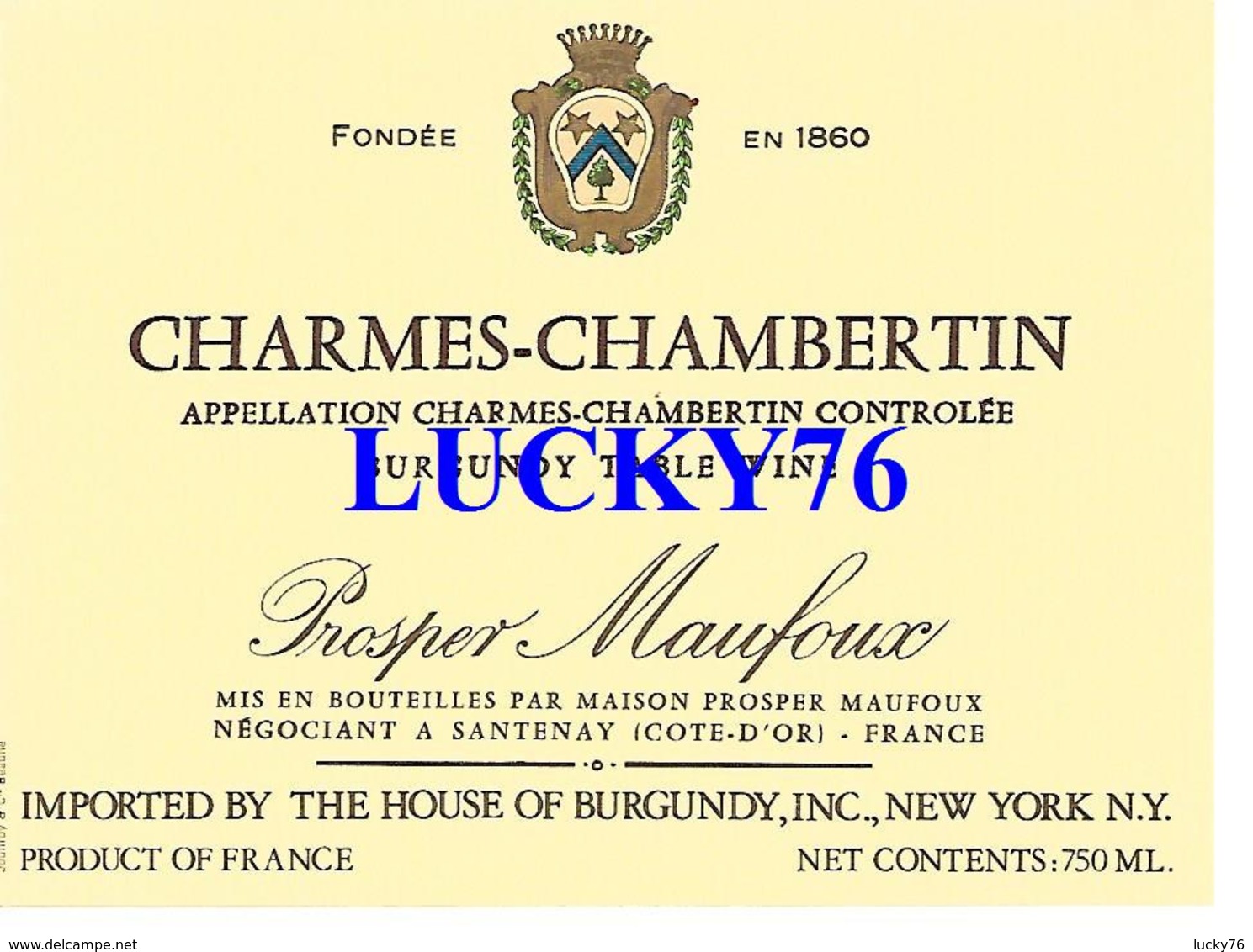 Etiquette Charmes Chambertin Prosper Maufoux - Bourgogne