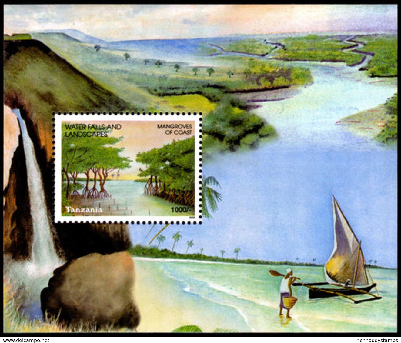 Tanzania 2003 Waterfalls And Landscapes Souvenir Sheet Unmounted Mint. - Tanzania (1964-...)