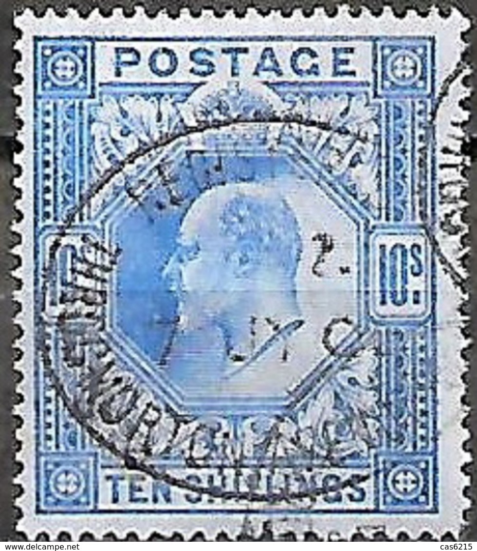 Grande Bretagne Great Britain 1902 KING EDWARD VII 10 S Ultramarine / Bleu Wmk. Anchor / Ancre Used Oblitére - Used Stamps