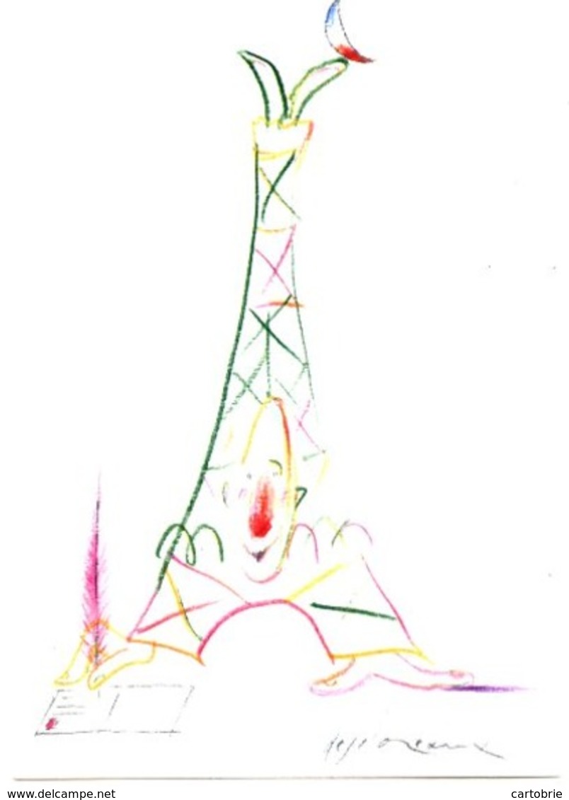 Illustrateur DESCLOZEAUX - 1989 Centenaire De La Carte Postale Illustrée Et De La Tour Eiffel (CLOWN écrivant Une Carte) - Desclozeaux