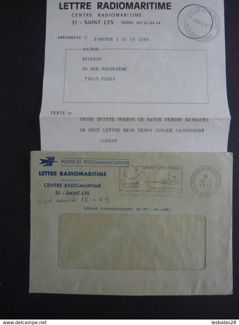 ENVELOPPE LETTRE RADIOMARITIME, Affranchissement Machine,  Cachet à Date Saint Lys Radio + FLAMME   Oct 2018 Alb 5 - Poste Maritime