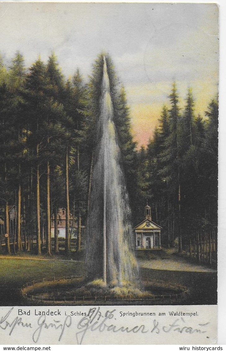 AK 0063  Bad Landeck ( Schlesien ) - Springbrunnen Am Waldtempel Um 1906 - Schlesien