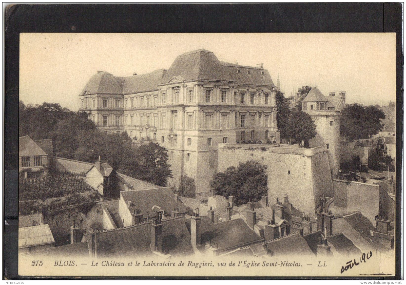 41142 . BLOIS . LE CHATEAU ET LE LABORATOIRE DE RUGGIERI . VUS DE L EGLISE SAINT NICOLAS  (recto/verso) - Blois