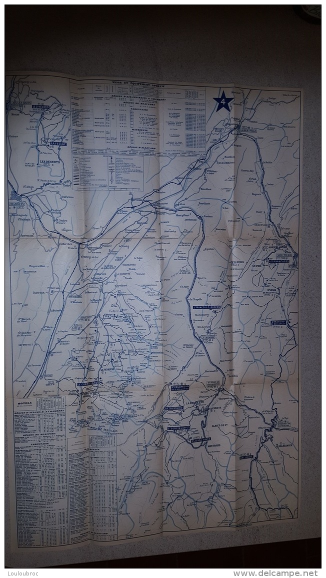 CARTE NEIGE ALPES 1939 SNCF 74-38-73-05-26-06  CARTE N°3 ET 4  CHAMBERY ALLEVARD VALLOIRE MOUTIERS VAL D'ISERE - Reiseprospekte