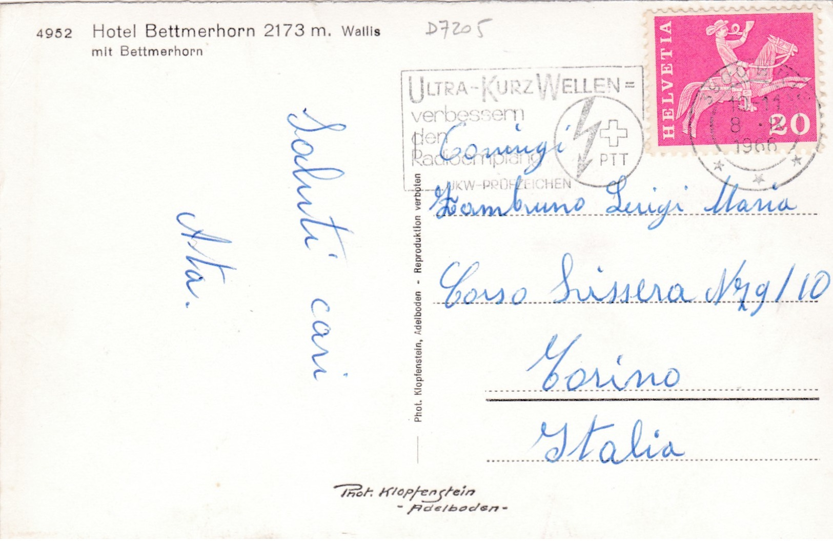 Old Post Card Of Hotel Bettmerhorn,Wallis Valais Switzerland,Y57. - Other & Unclassified