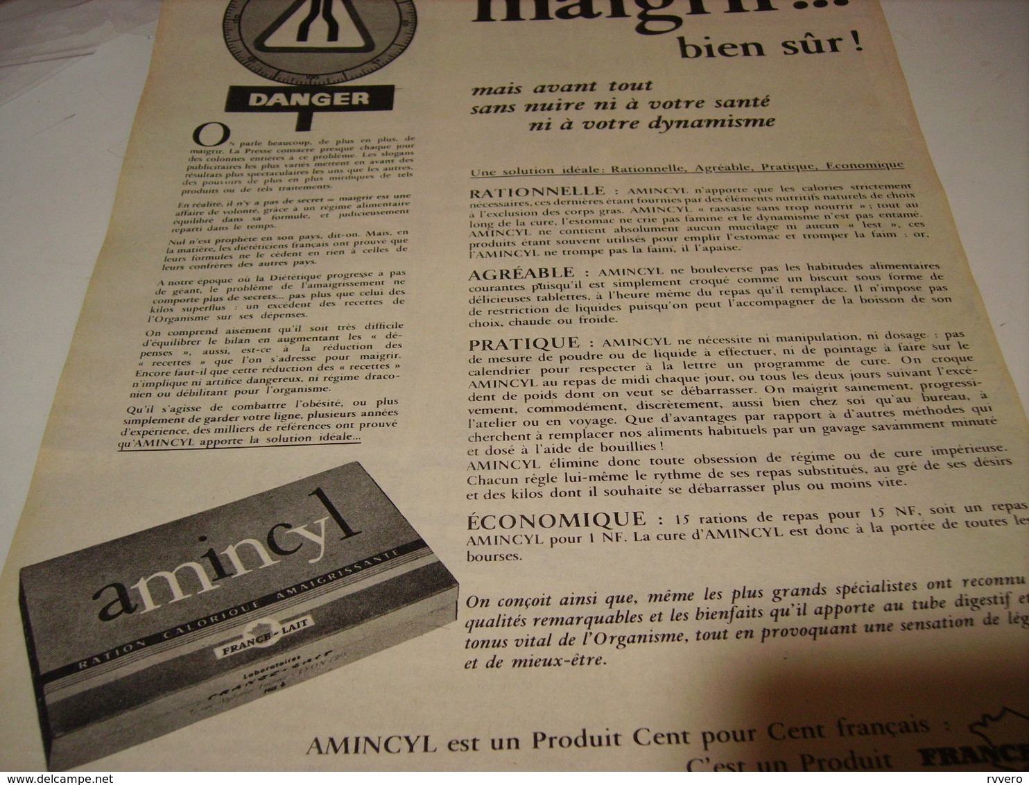 ANCIENNE AFFICHE  PUBLICITE MAIGRIR BIEN SUR  AMINCYL 1961 - Affiches