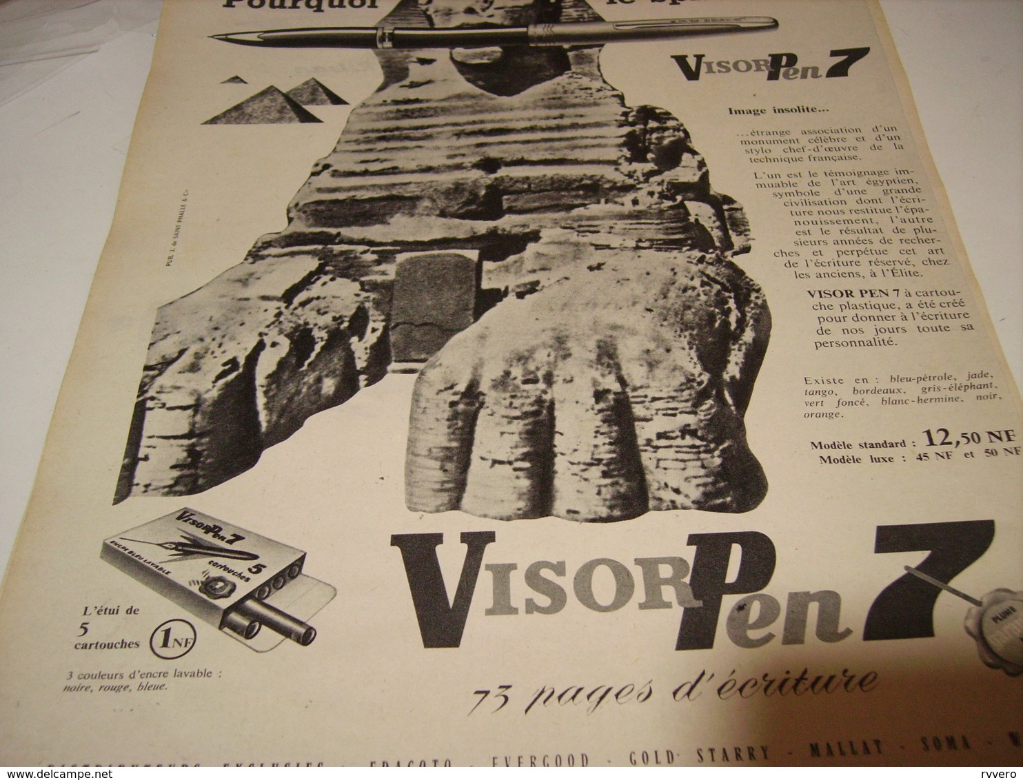 ANCIENNE PUBLICITE LE SPHYNX ET STYLOS  VISOR PEN 7 1961 - Autres & Non Classés