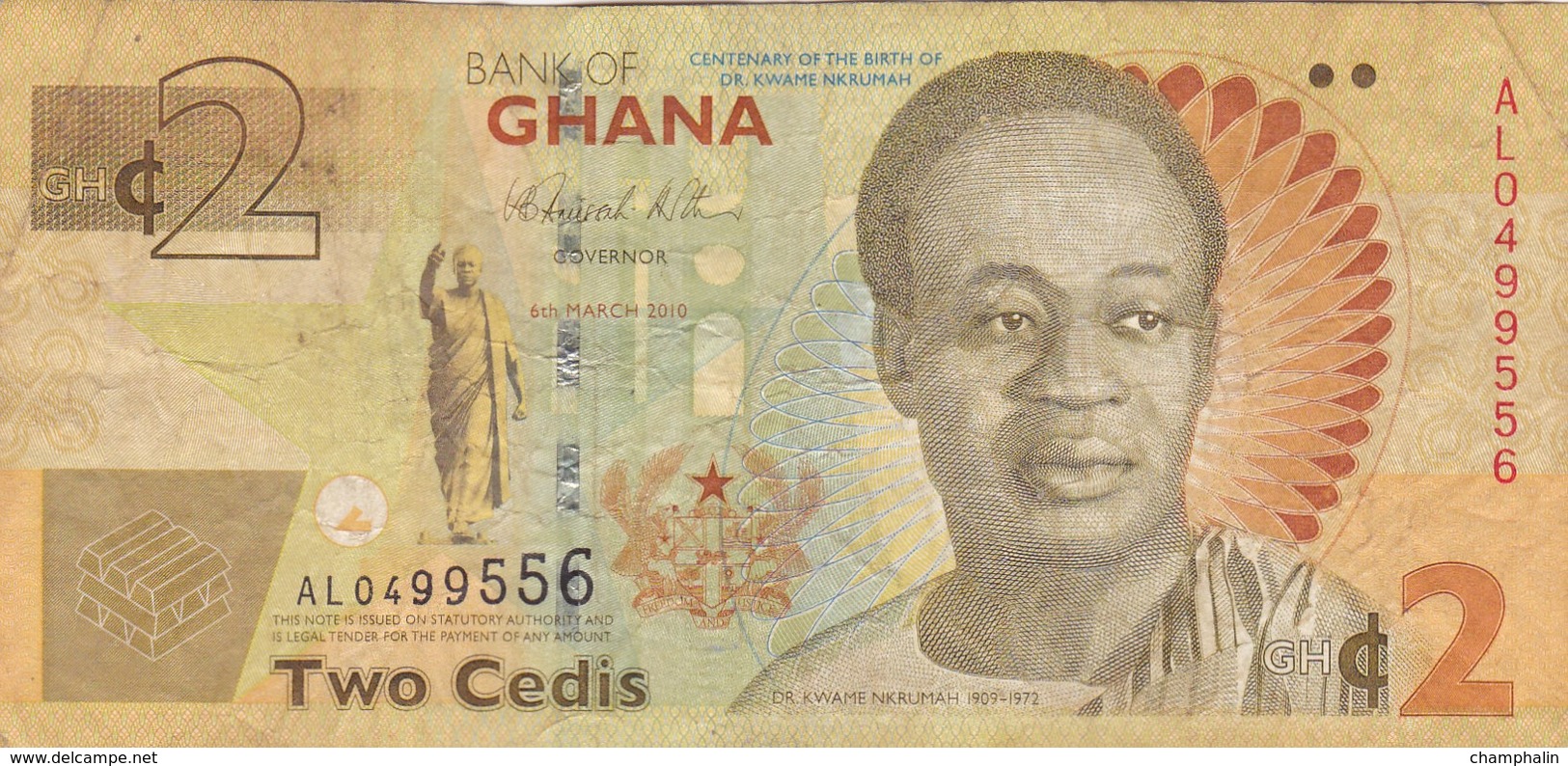 Ghana - Billet De 2 Cedis - Dr. Kwame Nkrumah - 6 Mars 2010 - Ghana