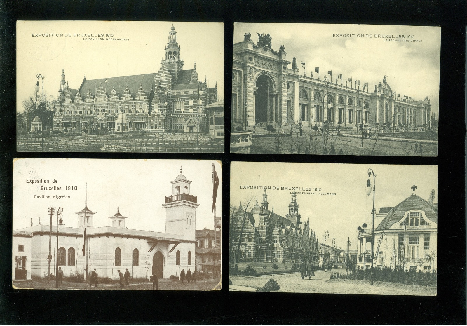 Beau lot de 60 cartes postales de l' Exposition de Bruxelles 1910        Mooi lot van 60 postkaarten van tentoonstelling