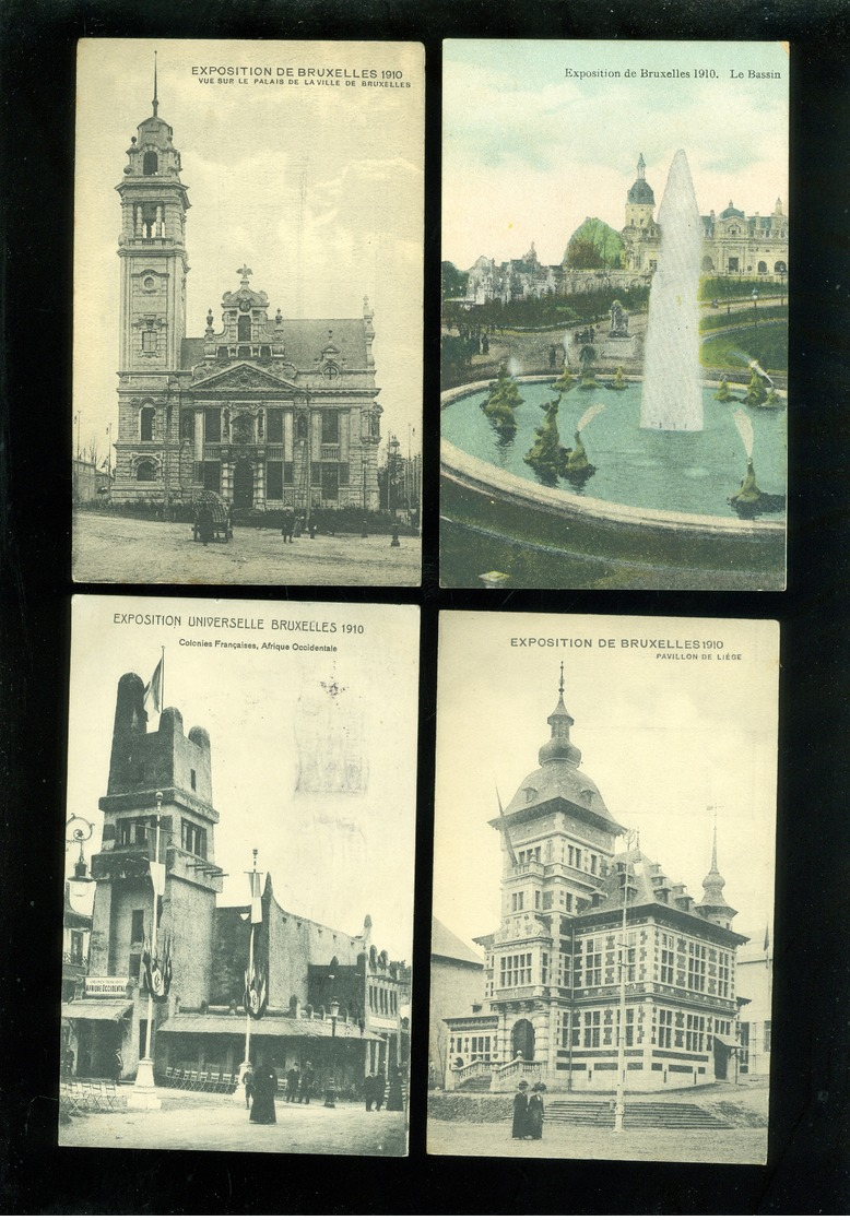 Beau lot de 60 cartes postales de l' Exposition de Bruxelles 1910        Mooi lot van 60 postkaarten van tentoonstelling