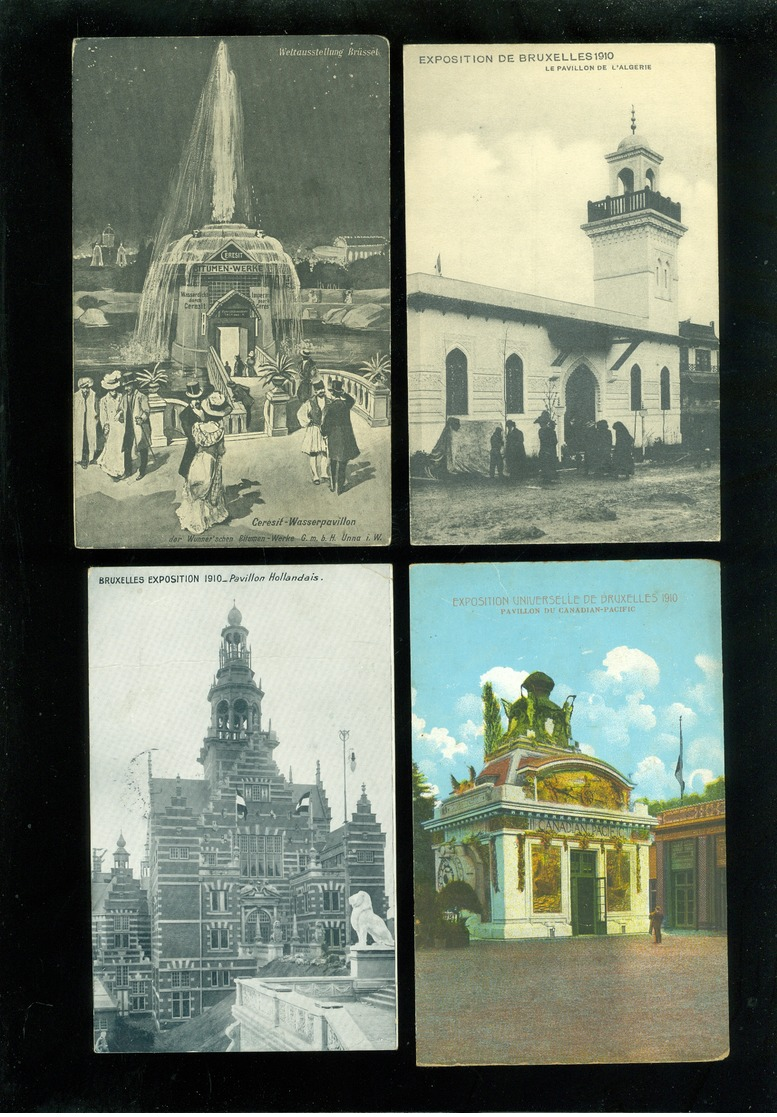 Beau lot de 60 cartes postales de l' Exposition de Bruxelles 1910        Mooi lot van 60 postkaarten van tentoonstelling