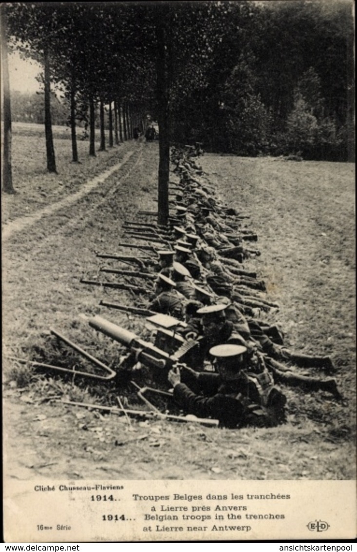 Cp Troupes Belges Dans Les Tranchées à Lierre, Soldaten, Maschinengewehr, I. WK - Autres & Non Classés