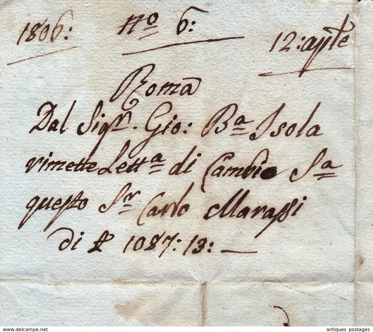 Lettre Roma 1813 Bureau Français de Rome Genova Département Conquis Dipartimento di Roma Premier Empire