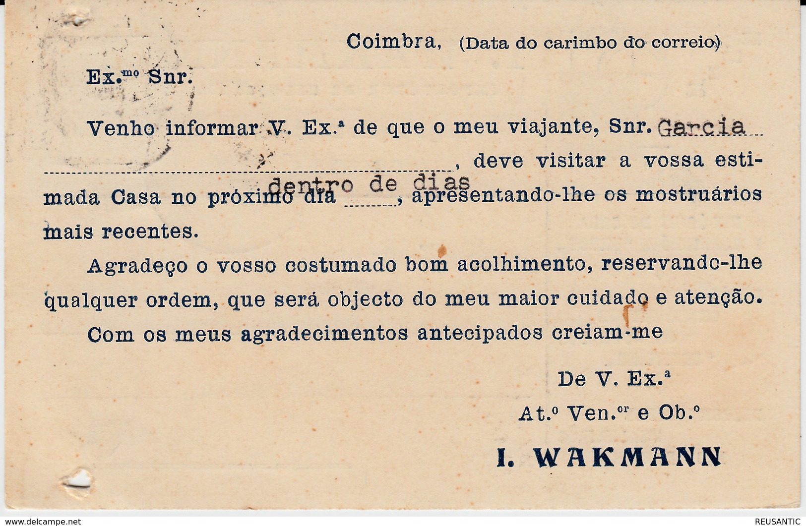 POSTAL COMERCIAL DE PORTUGAL.- RELOGIOS -  I. WAKMANN - COIMBRA - Autres & Non Classés