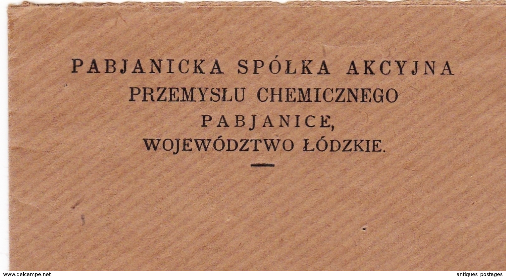 Lettre Pologne Pabianice Pabjanice Poland Polska Suisse Spółka Akcyjna Przemysłu Chemicznego - Lettres & Documents