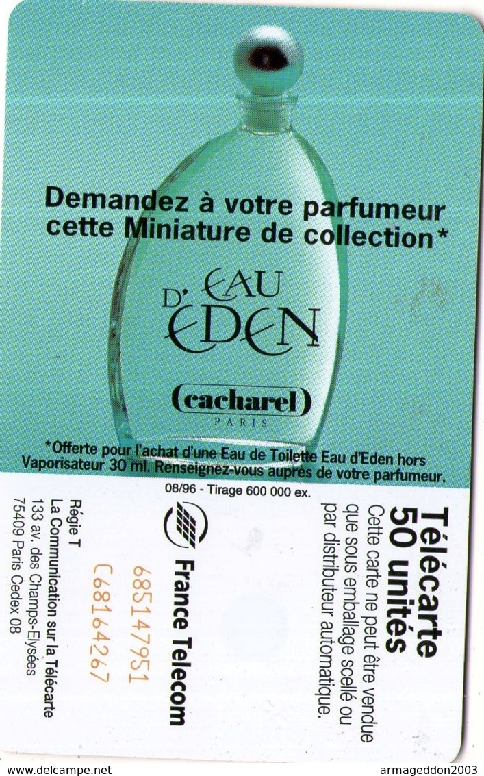 N°02 / TÉLÉCARTE 1996 CACHAREL EAU D'EDEN / 50U - VOIR DOS - Parfum