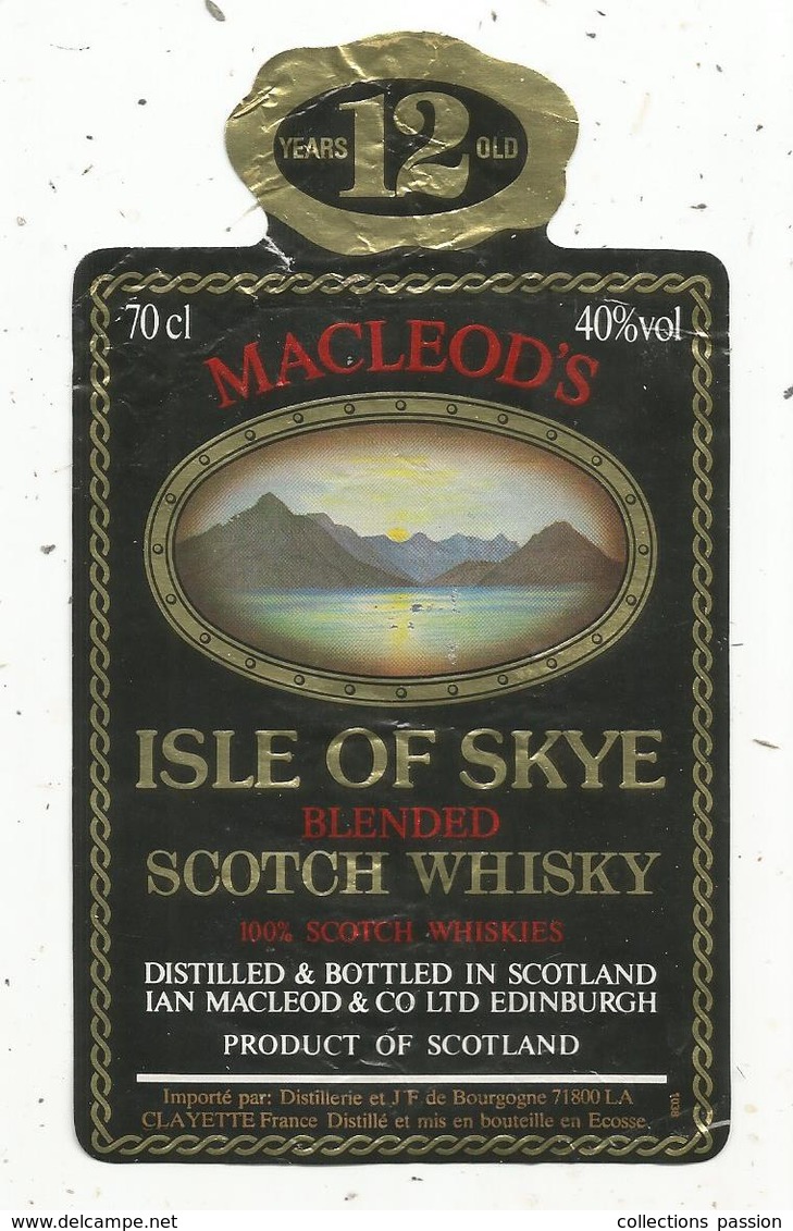 étiquette De Whisky , MACLEOD'S, ISLE OF SKYE , 12 Years Old, Blended Scotch Whisky - Whisky